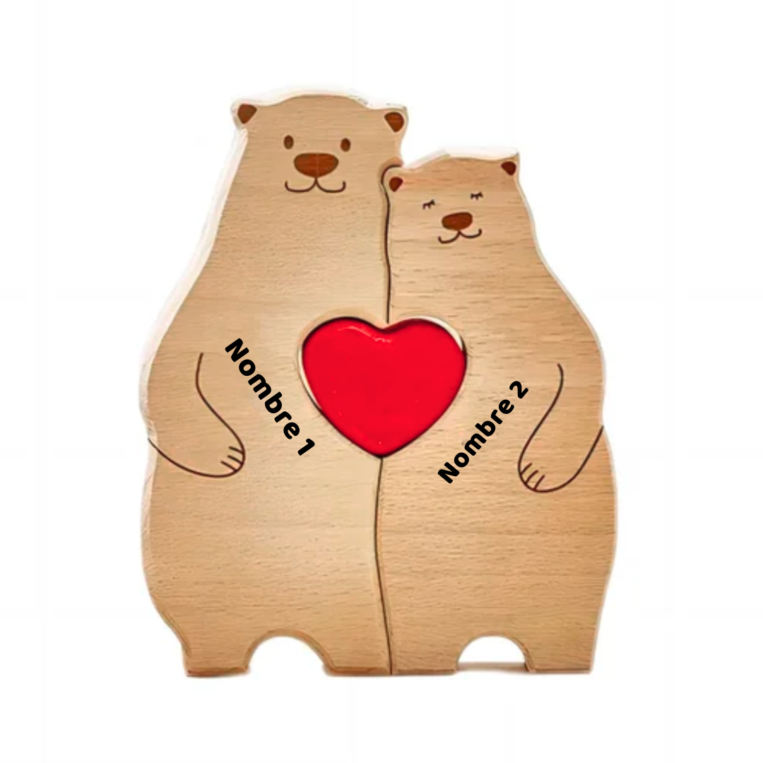 Rompecabezas Familiar de Osos de Madera