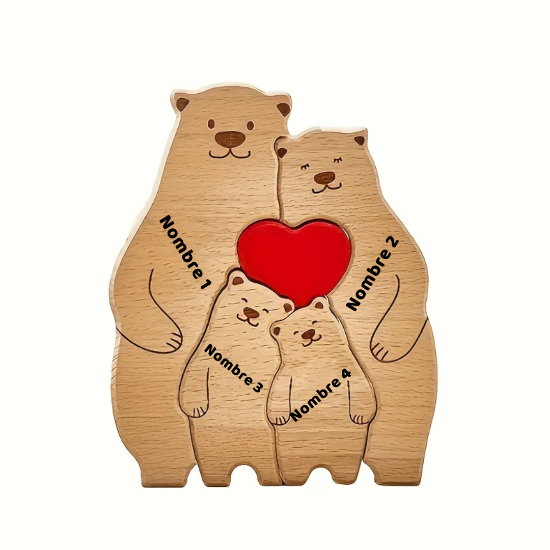 Rompecabezas Familiar de Osos de Madera