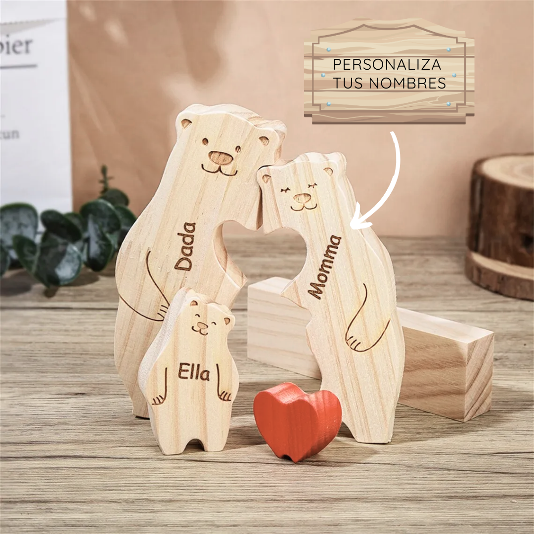 Rompecabezas Familiar de Osos de Madera