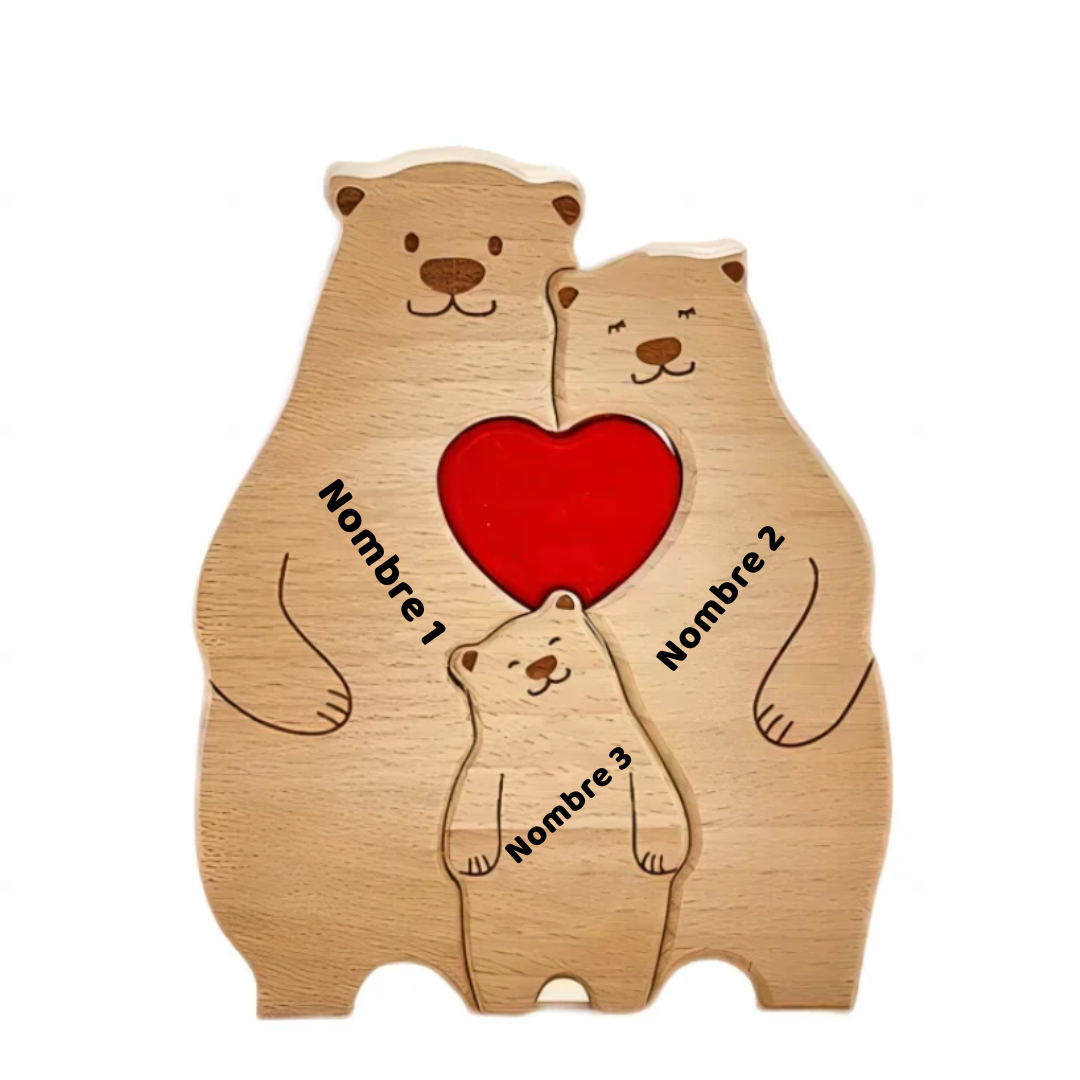 Rompecabezas Familiar de Osos de Madera